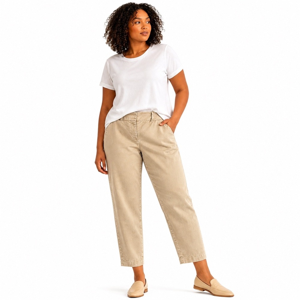 Talbots The Daily Ankle Pant Womens Beige 12 Clean Girl Preppy Minimalist Office